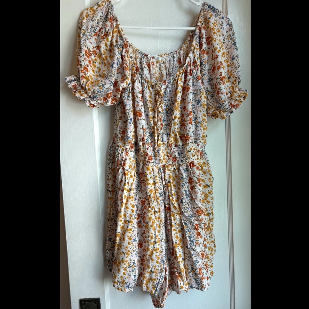 Primark Floral Jumpsuit with Yellow and Orange Accents